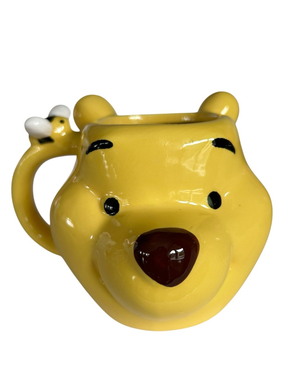 Disney Yellow Winnie the Pooh Shaped Ceramic 3D Sculpted  Mug with Bee